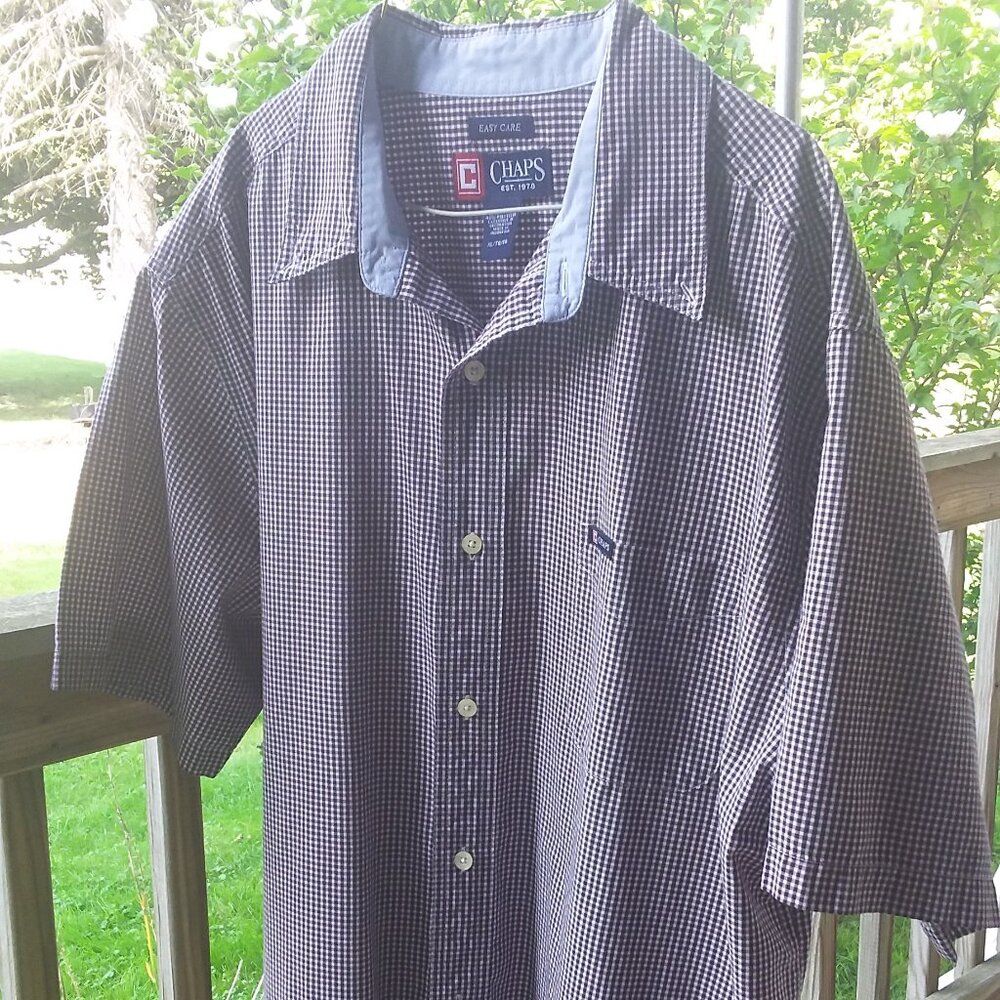 Ralph Lauren CHAPS short sleeve button down  plaid mens casual XL shirt
